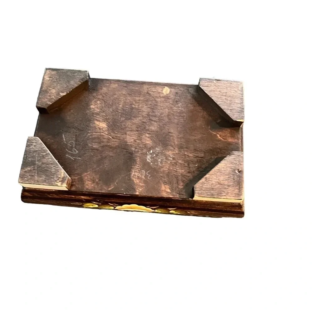 Hand Painted Italian Floral Wood Jewelry Box